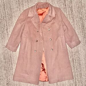 Stevens Hockanum Wool Double Breasted Women's Long Pea Coat Jacket Tan Vintage L
